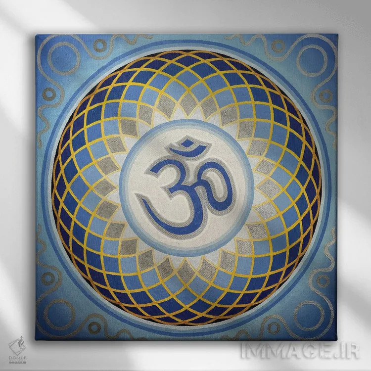 تابلو اُم (نماد هندوئیسم) اثر دیانا تیتووا - نمای روبهرو روی دیوار