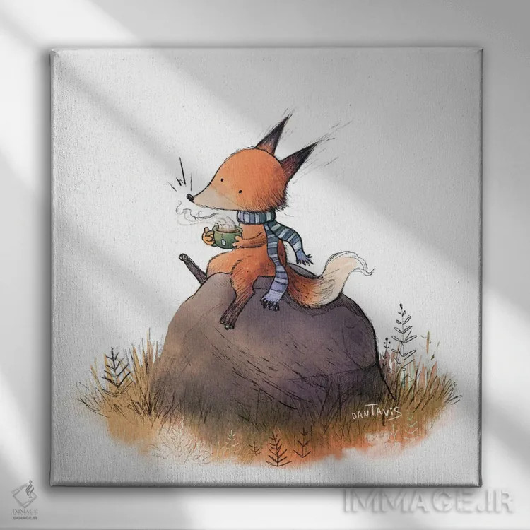 تابلو روباه در پاییز اثر دن تاویس - نمای روبهرو روی دیوار