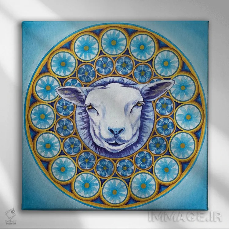 تابلو مندالای آبی دالی اثر دیانا تیتووا - نمای روبهرو روی دیوار