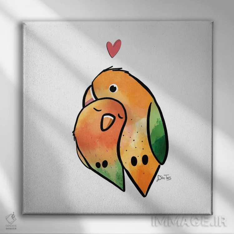 تابلو مرغ عاشق اثر دن تاویس - نمای روبهرو روی دیوار