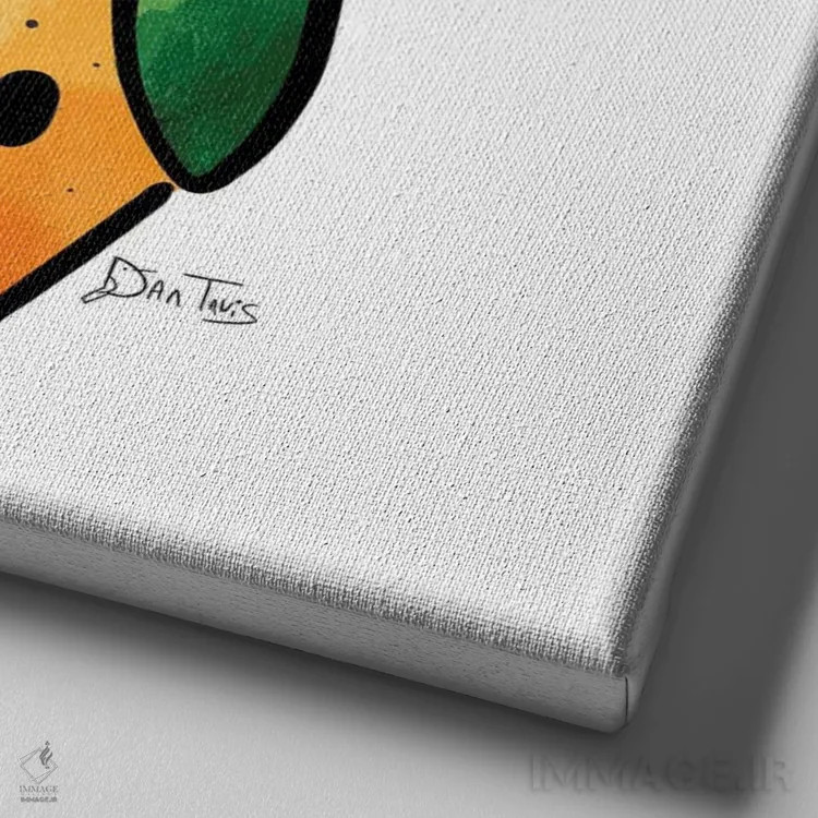 تابلو مرغ عاشق اثر دن تاویس - نمای نزدیک بافت بوم