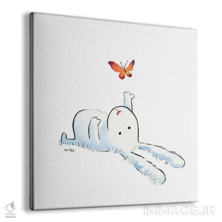 تابلو خرگوش و پروانه اثر دن تاویس - نمای پرسپکتیو محصول