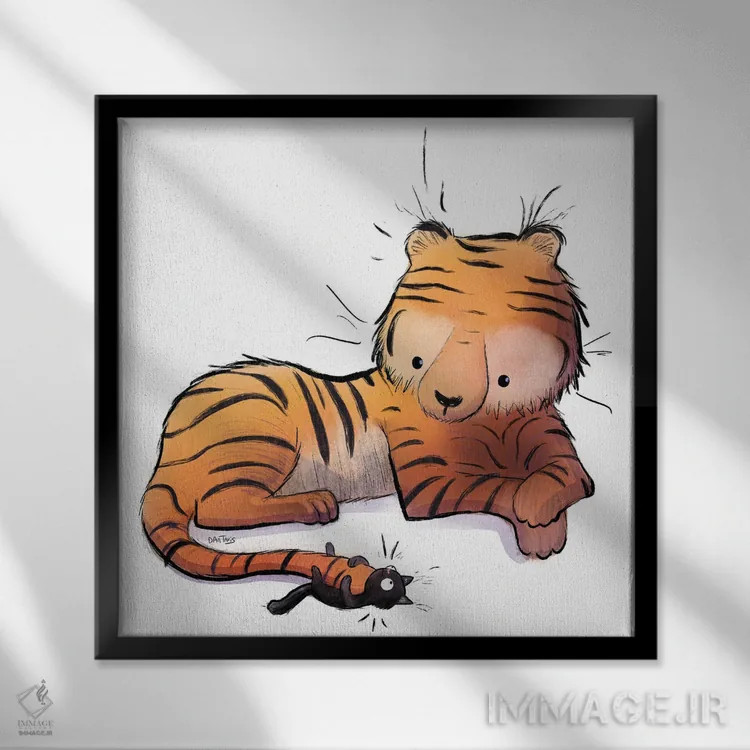 تابلو دوستان گربهای اثر دن تاویس - نمای قابدار مشکی