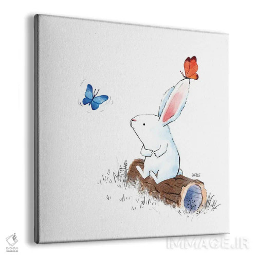 تابلو خرگوش و دو پروانه اثر دن تاویس - نمای پرسپکتیو محصول
