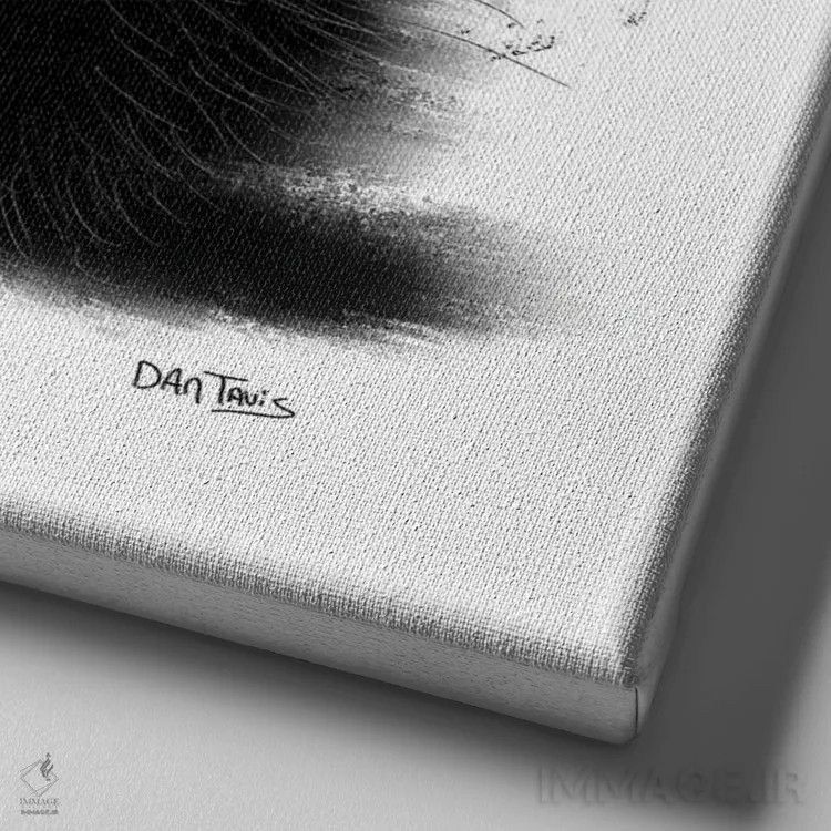 تابلو گربه با شست رو به بالا اثر دن تاویس - نمای نزدیک بافت بوم