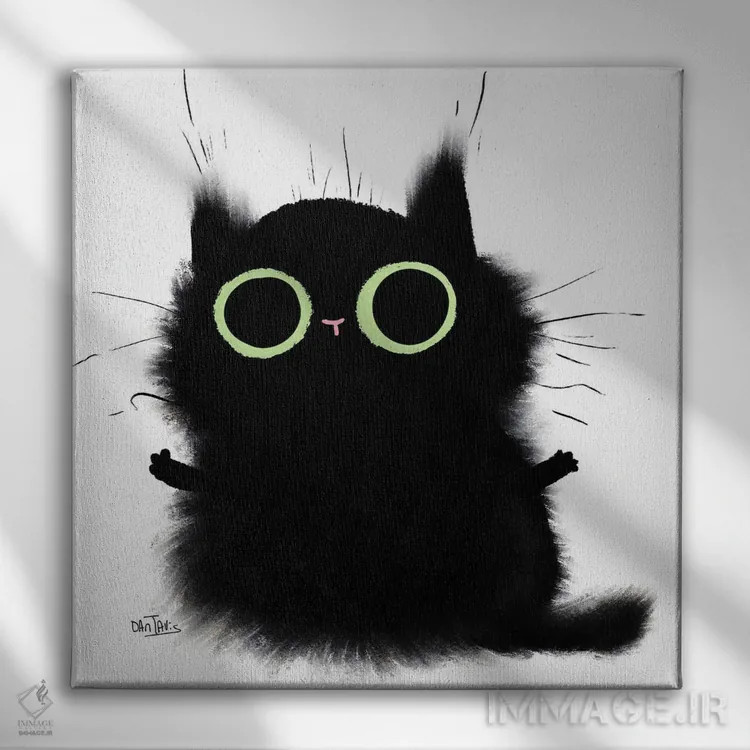 تابلو آغوش گربه اثر دن تاویس - نمای روبهرو روی دیوار