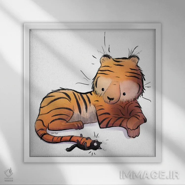 تابلو دوستان گربهای اثر دن تاویس - نمای قابدار سفید