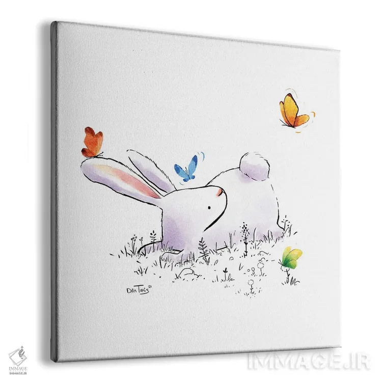 تابلو خرگوش و چهار پروانه اثر دن تاویس - نمای پرسپکتیو محصول
