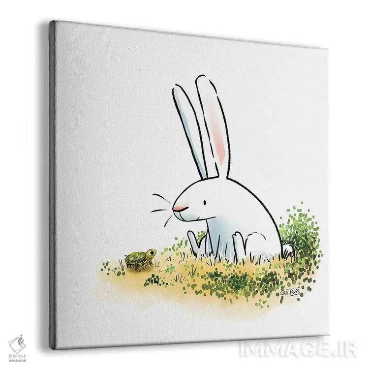 تابلو خرگوش و لاکپشت، بهترین دوستان اثر دن تاویس - نمای پرسپکتیو محصول