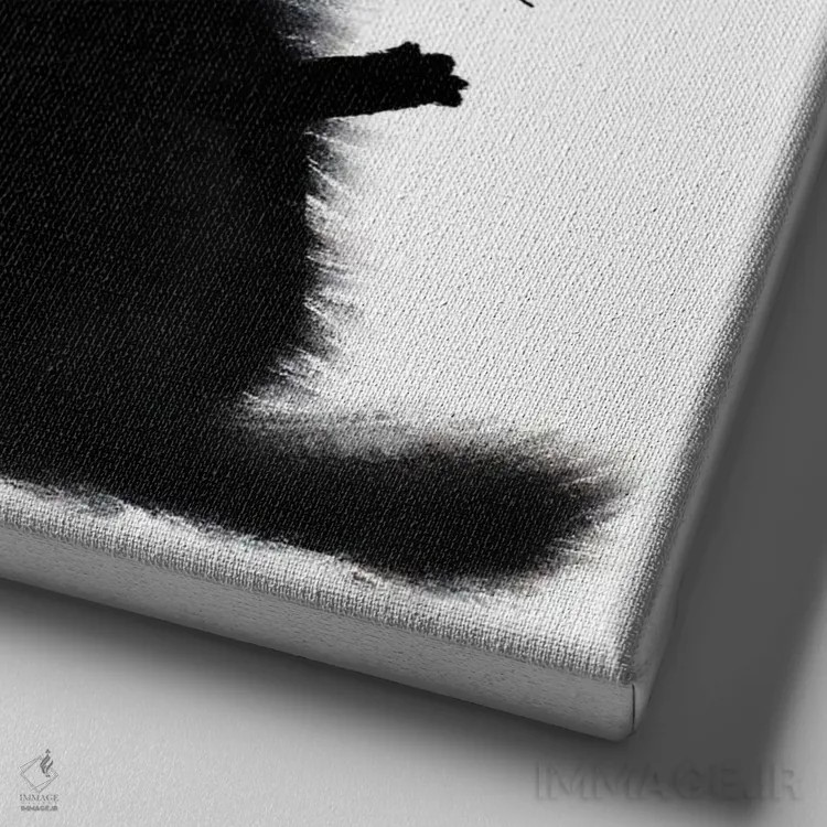 تابلو آغوش گربه اثر دن تاویس - نمای نزدیک بافت بوم