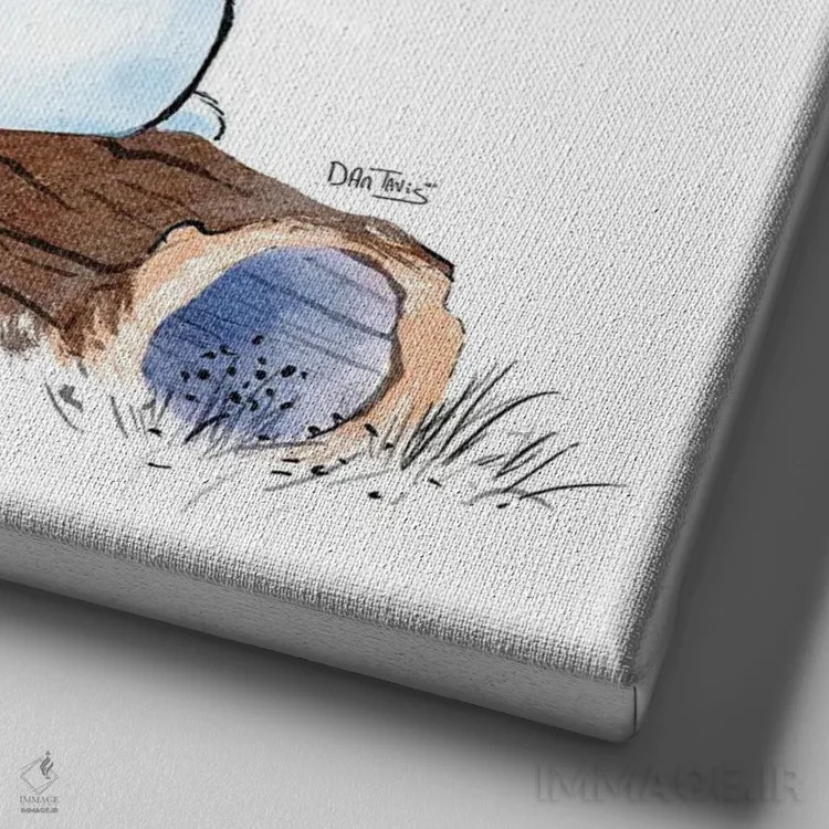 تابلو خرگوش و دو پروانه اثر دن تاویس - نمای نزدیک بافت بوم