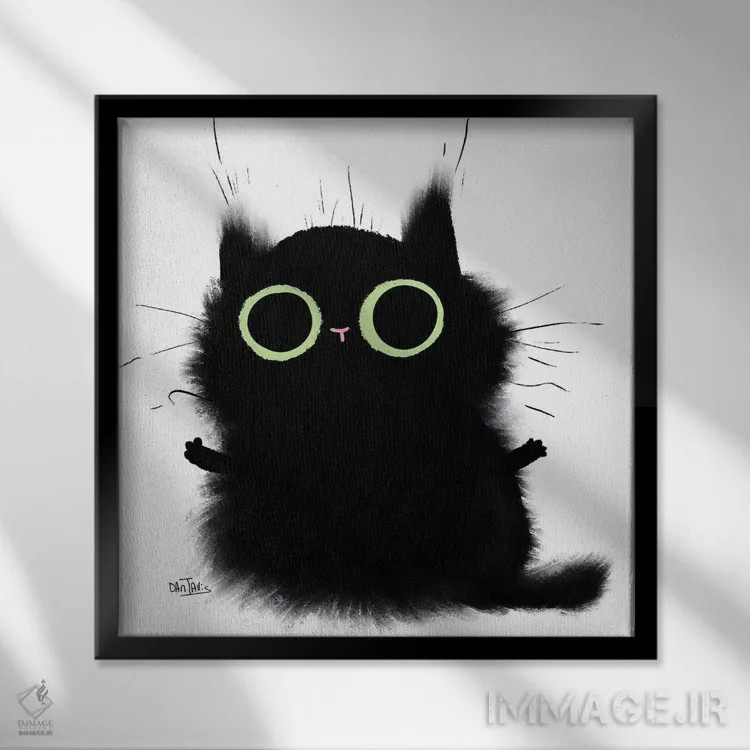 تابلو آغوش گربه اثر دن تاویس - نمای قابدار مشکی