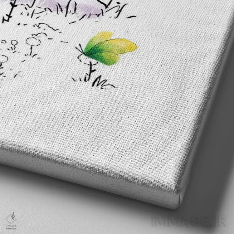 تابلو خرگوش و چهار پروانه اثر دن تاویس - نمای نزدیک بافت بوم