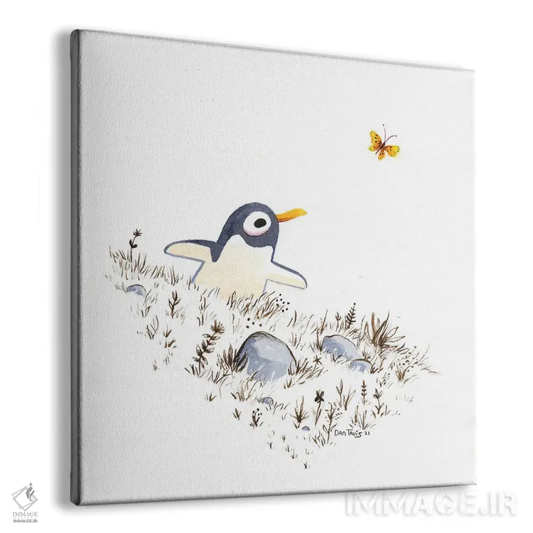 تابلو پنگوئن و پروانه اثر دن تاویس - نمای پرسپکتیو محصول