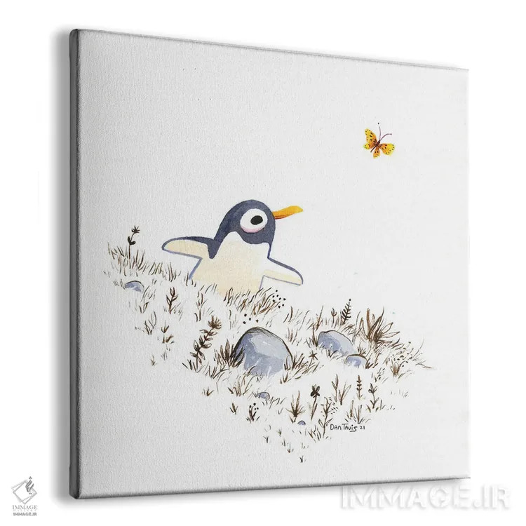 تابلو پنگوئن و پروانه اثر دن تاویس - نمای پرسپکتیو محصول
