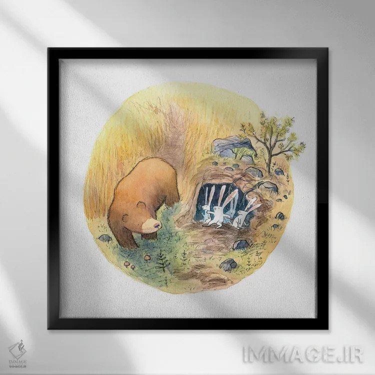 تابلو خانه خرسها اثر دن تاویس - نمای قابدار مشکی