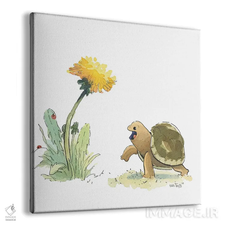 تابلو لاکپشت بامزه و قاصدک اثر دن تاویس - نمای پرسپکتیو محصول