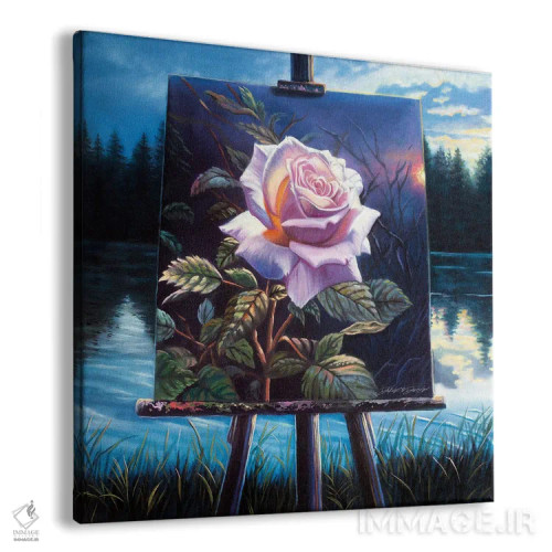 تابلو نقاشی گل رز در کنار دریاچه اثر دکوتا دیتویلر - نمای پرسپکتیو محصول