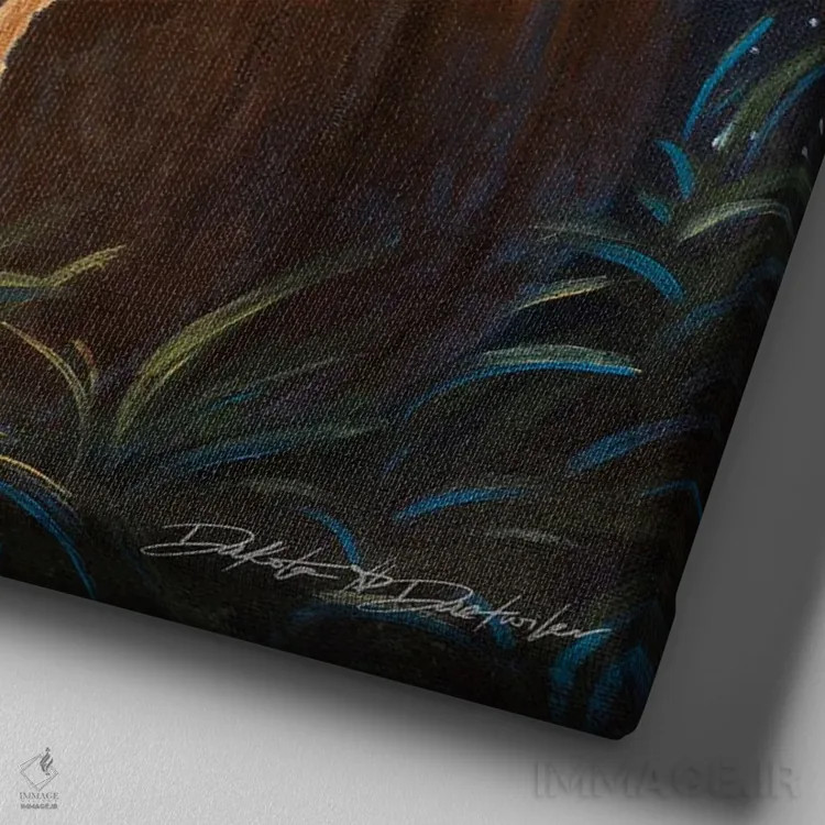 تابلو بچهگربه گرسنه هالووین اثر دکوتا دیتویلر - نمای نزدیک بافت بوم