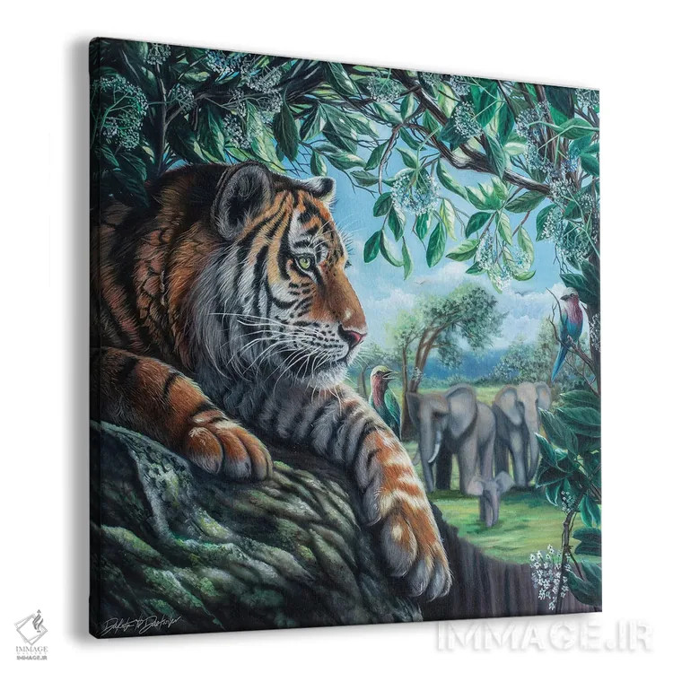 تابلو ببر روی صخره اثر دکوتا دیتویلر - نمای پرسپکتیو محصول