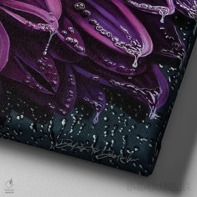 تابلو باران بنفش اثر دکوتا دیتویلر - نمای نزدیک بافت بوم