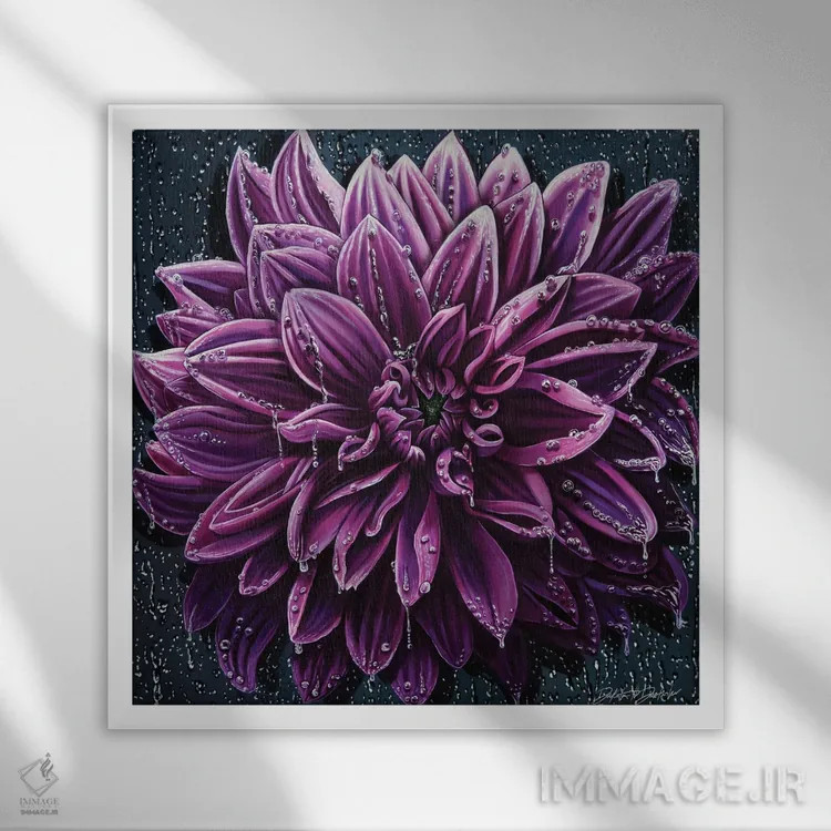 تابلو باران بنفش اثر دکوتا دیتویلر - نمای قابدار سفید