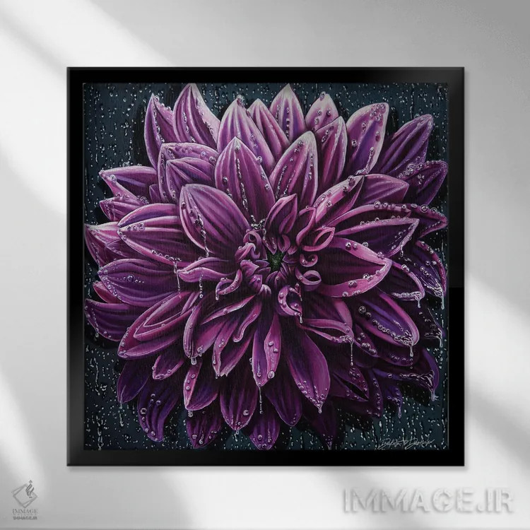 تابلو باران بنفش اثر دکوتا دیتویلر - نمای قابدار مشکی