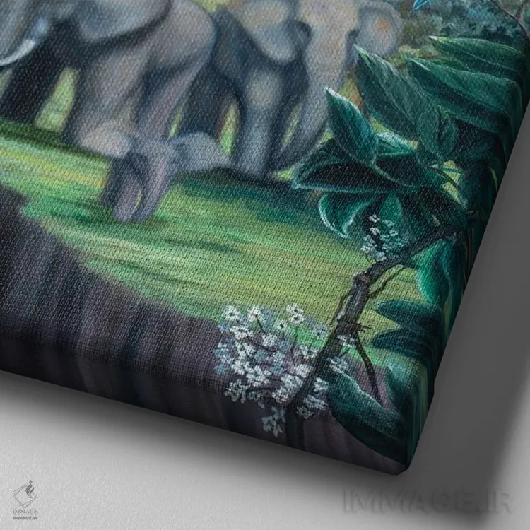 تابلو ببر روی صخره اثر دکوتا دیتویلر - نمای نزدیک بافت بوم