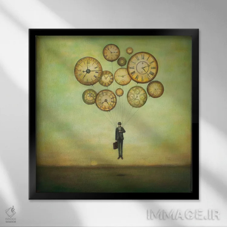 تابلو انتظار برای پرواز زمان اثر دوی هوین - نمای قابدار مشکی