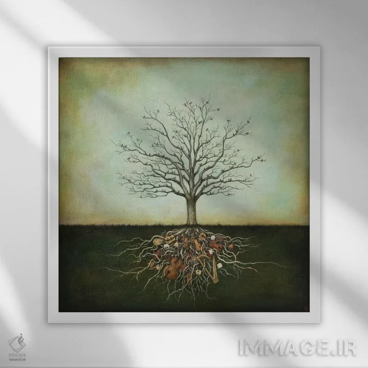 تابلو رویاپردازان کیهانی اثر دوی هوین - نمای قابدار سفید