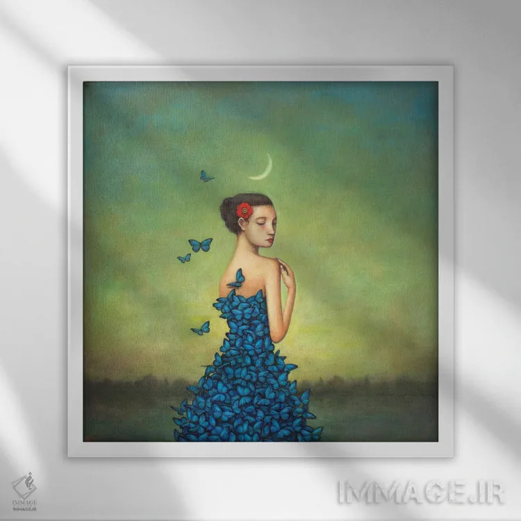 تابلو شادی در میان ابرها اثر دوی هوین - نمای قابدار سفید