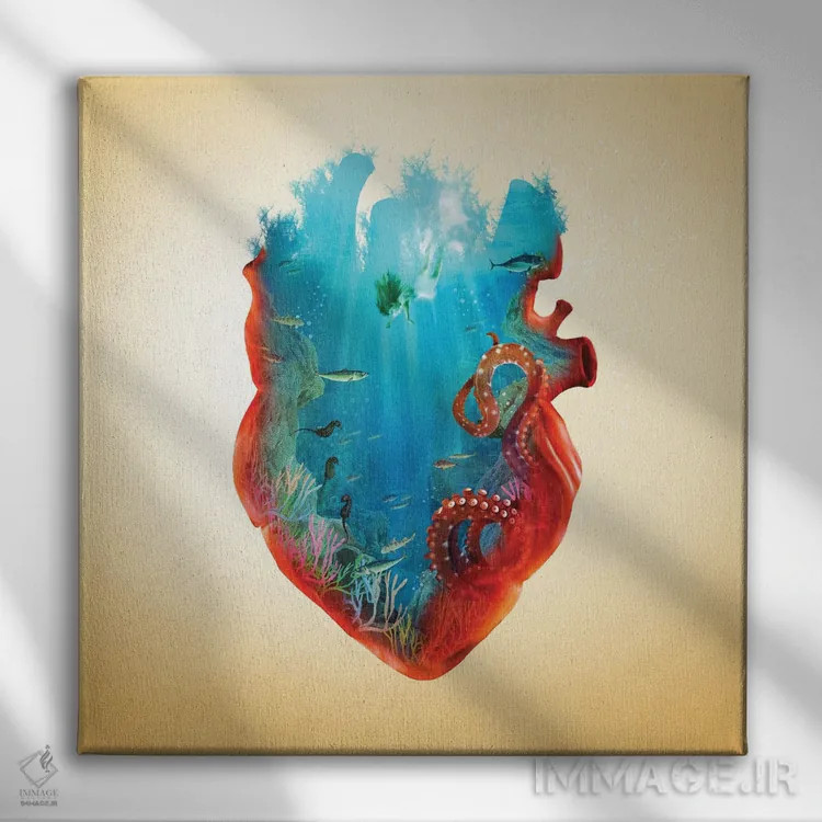تابلو قلب غوطهور اثر دیوگو وریسیمو - نمای روبهرو روی دیوار