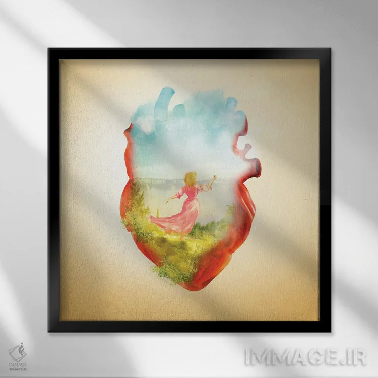 تابلو قلب رقصان اثر دیوگو وریسیمو - نمای قابدار مشکی