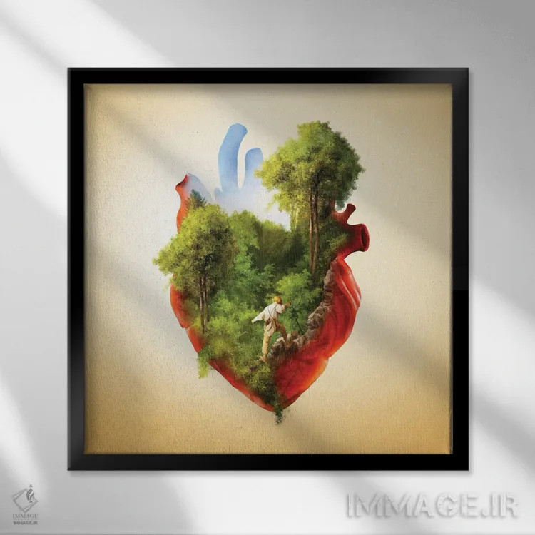 تابلو قلب جستوجوگر اثر دیوگو وریسیمو - نمای قابدار مشکی