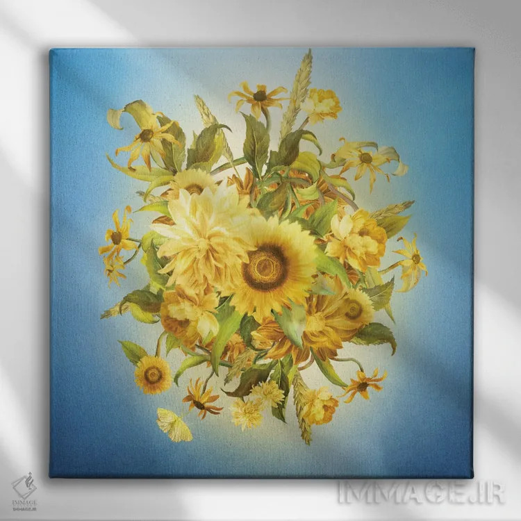 تابلو گلهای آفتاب اثر دیوگو وریسیمو - نمای روبهرو روی دیوار