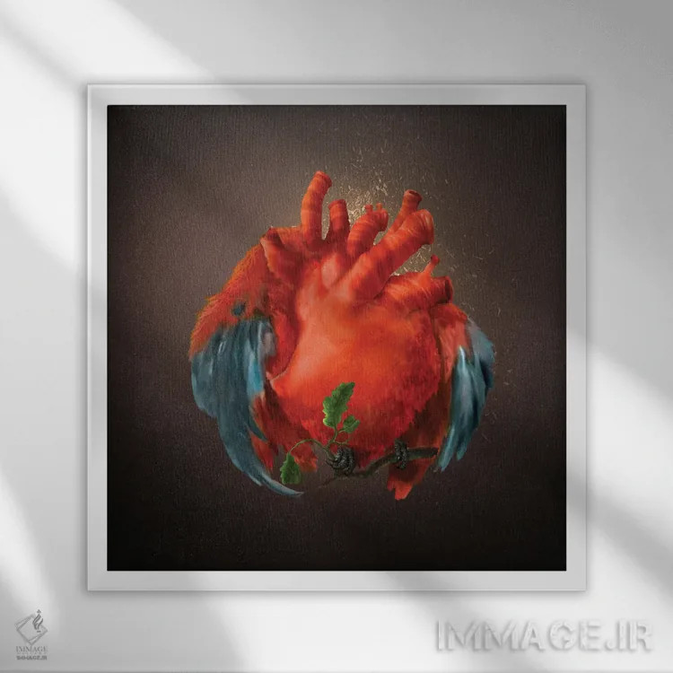 تابلو قلب بالدار اثر دیوگو وریسیمو - نمای قابدار سفید