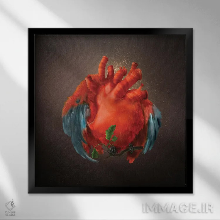تابلو قلب بالدار اثر دیوگو وریسیمو - نمای قابدار مشکی