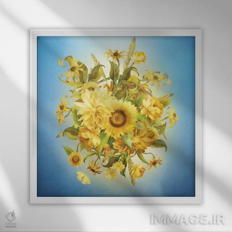 تابلو گلهای آفتاب اثر دیوگو وریسیمو - نمای قابدار سفید