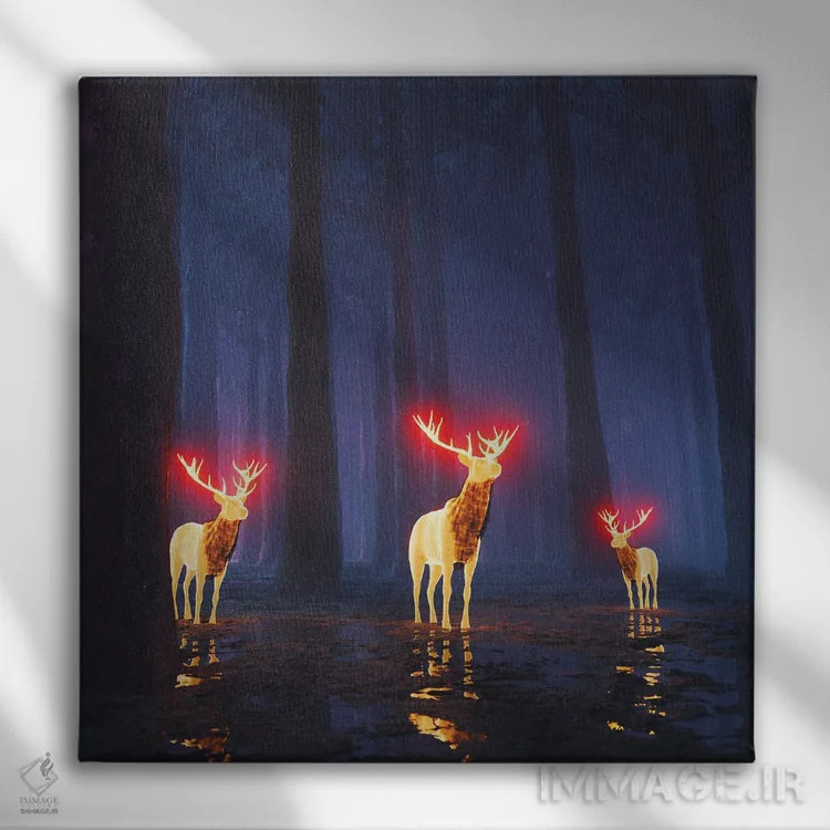 تابلو جنگل سرخوشی اثر داوانش آتری - نمای روبهرو روی دیوار