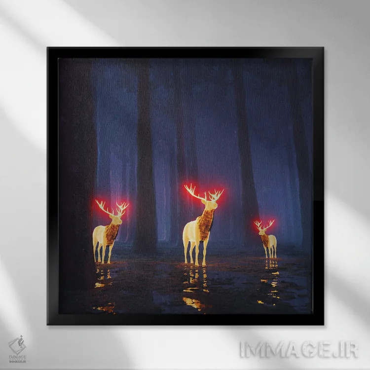 تابلو جنگل سرخوشی اثر داوانش آتری - نمای قابدار مشکی