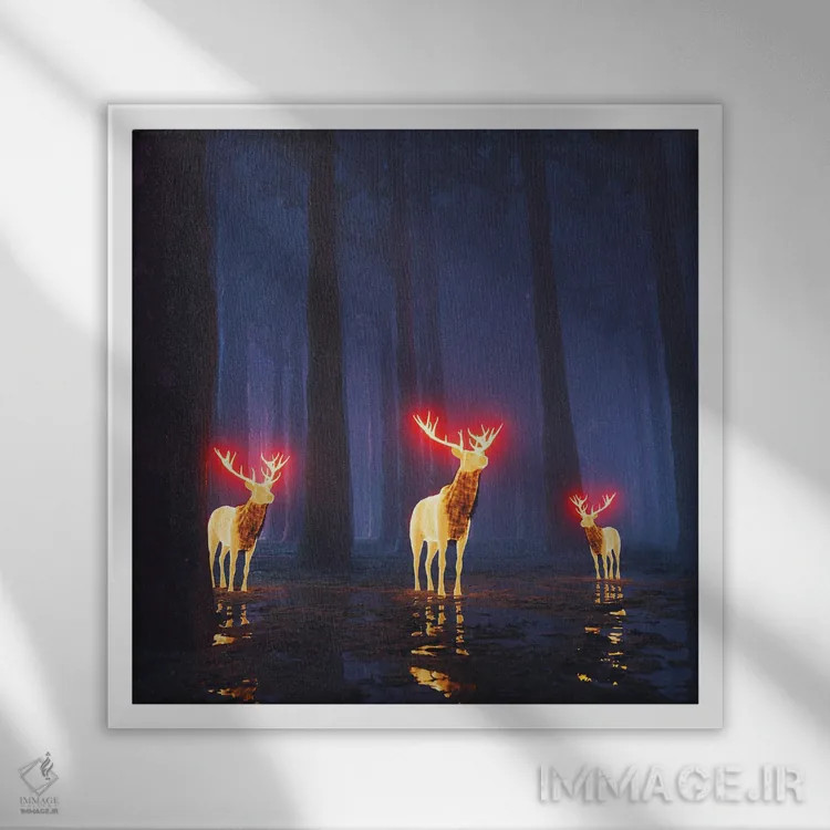 تابلو جنگل سرخوشی اثر داوانش آتری - نمای قابدار سفید