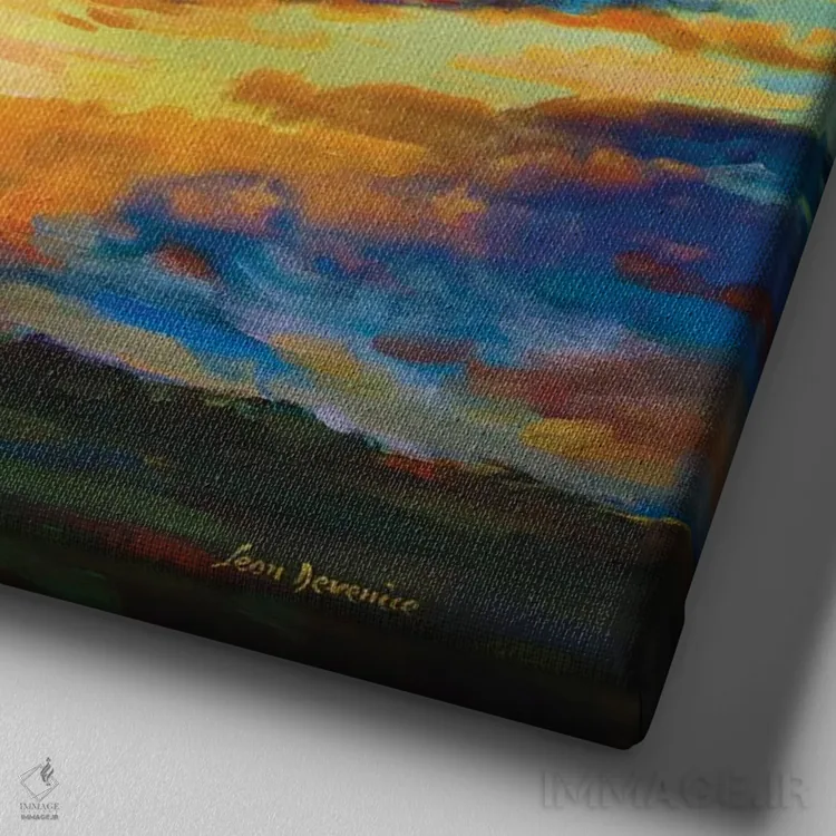 تابلو پس از غروب اثر لئون دوونیس - نمای نزدیک بافت بوم