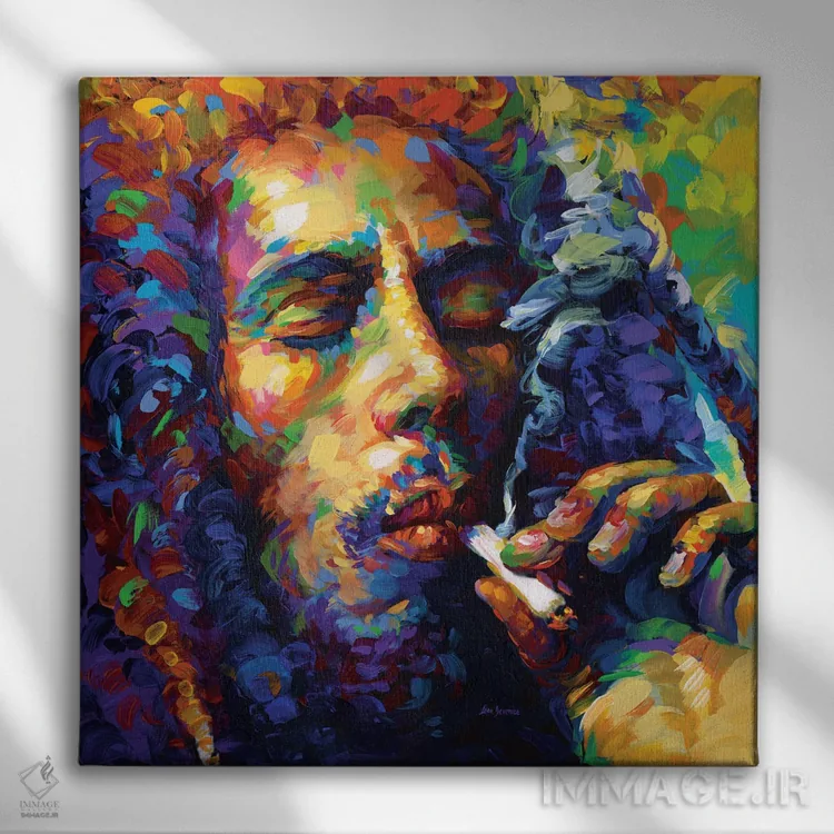تابلو مارلی (باب مارلی) اثر لئون دوونیس - نمای روبهرو روی دیوار