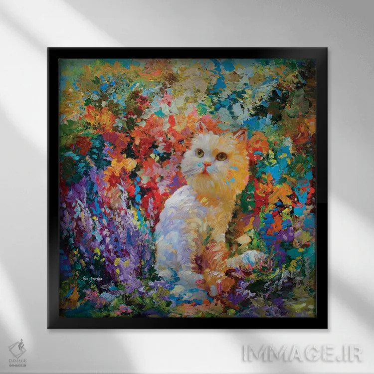 تابلو هنر گربه (آثار هنری) اثر لئون دوونیس - نمای قابدار مشکی