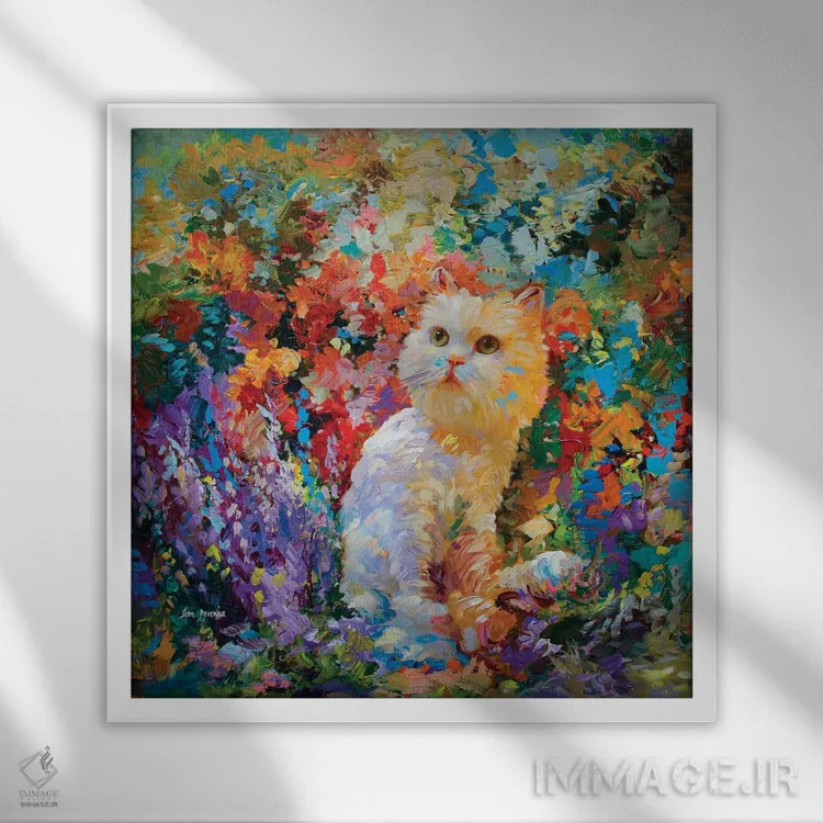 تابلو هنر گربه (آثار هنری) اثر لئون دوونیس - نمای قابدار سفید