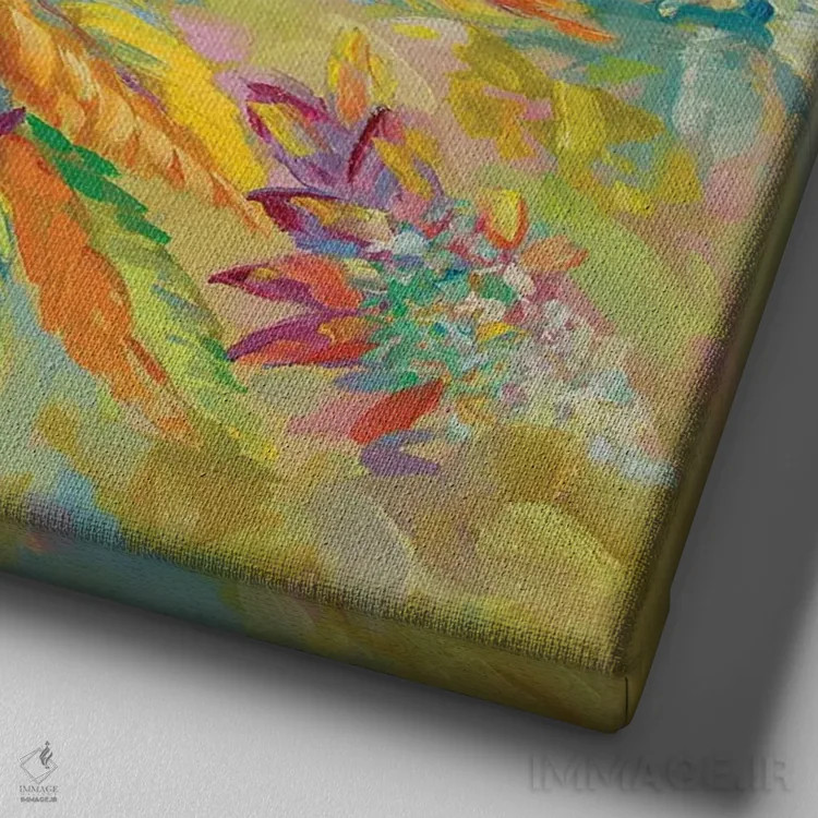 تابلو غنچه و برگ ماریجوانا اثر لئون دوونیس - نمای نزدیک بافت بوم
