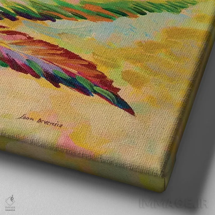 تابلو برگ ماریجوانا نسخه ۱ اثر لئون دوونیس - نمای نزدیک بافت بوم