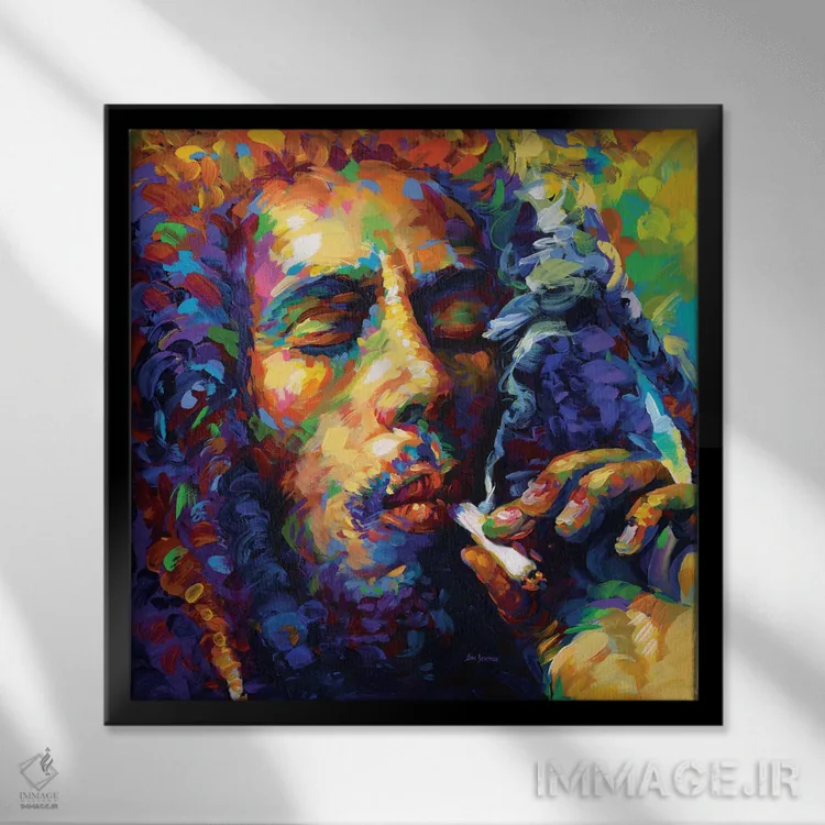 تابلو مارلی (باب مارلی) اثر لئون دوونیس - نمای قابدار مشکی