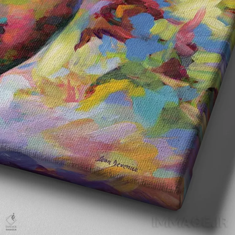 تابلو الماسها در آسمان اثر لئون دوونیس - نمای نزدیک بافت بوم