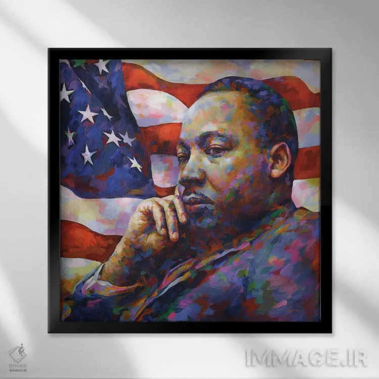 تابلو مارتین لوترکینگ جونیور اثر لئون دوونیس - نمای قابدار مشکی